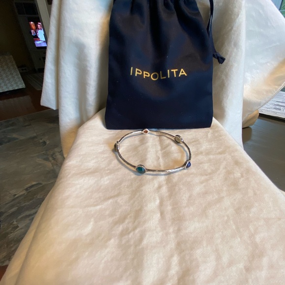 Authentic Ippolita five station multi color stone sterling silver bangle. - Picture 7 of 7